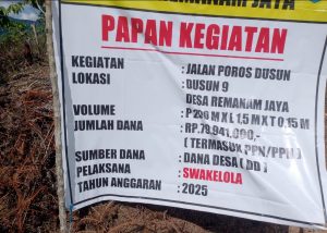 Proyek Jalan Poros Dusun 9 Desa Remanam Jaya Diduga Dikerjakan Asal-asalan, Kualitas Diragukan
